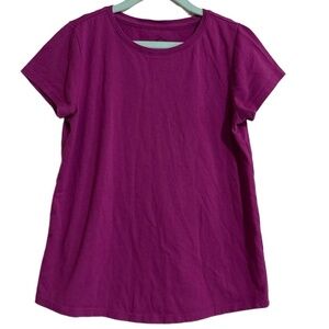 Wonder Nation T-Shirt Girls Large 10-12 Purple Short Sleeve Crew Solid Plain Top